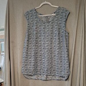 Women's Blue and White Sleeveless Top